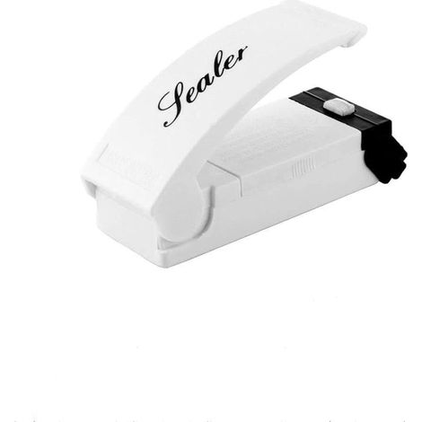 Mini Bag Sealer - Machine à souder manuelle 2 en 1 - Sachets hermétiques - Fonctionne avec piles (blanc, ABS, manuel, machine à emballer sous vide, scellant) (1/5)