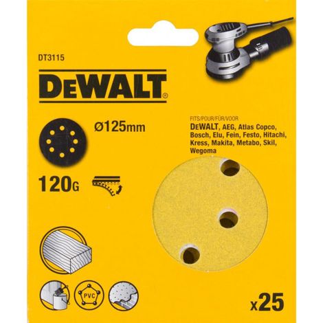 DEWALT DT3115-QZ (pkt of 25) Sanding disc - 125mm 125mm x 120g