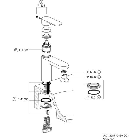 HEWI AQ1.12M10860 Mitigeur monocommande pour lavabo, finition poudreuse (1/2)