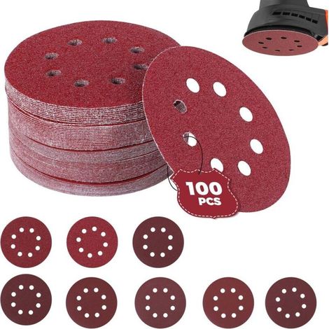 100 Sanding Discs 40/60/80/120/180/240/320/400/125mm Grit Ideal Size for Sanding/Polishing/Rust Removal, Angle Grinder (1/5)