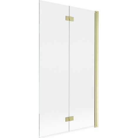 Mexen Mist Duschwand 2-flügelig rechts 100 x 150 cm, transparent, gebürstetes Gold - 8A9-100-002-55-00-P (1/5)