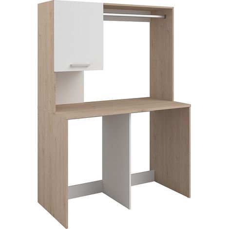 Meuble pour 2 machines à laver avec penderie et placard – L129 x H184 cm – ARNEKO