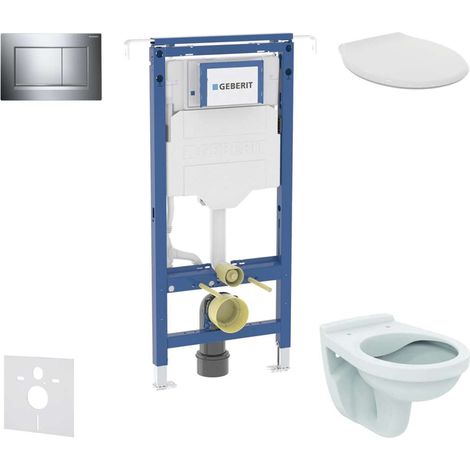 Geberit Duofix - Conjunto de instalación empotrada, inodoro Alpha con asiento, botón Sigma20, cromo SANI11CD1103 (1/5)