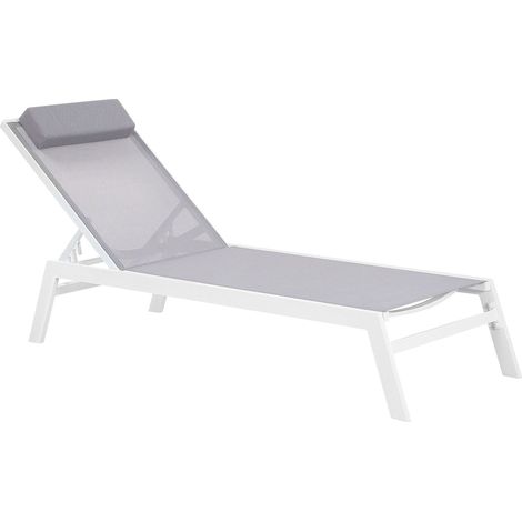 Chaise Longue de Jardin en Aluminium et Textile Blanc et Gris Industriel Catania (1/5)