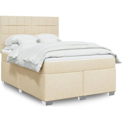 Boxspringbett mit Matratze Creme 160x200 cm Stoff (1/5)