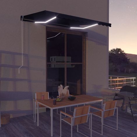 vidaXL Manual Retractable Awning with LED 350x250 cm Anthracite (46872+46848) (1/5)
