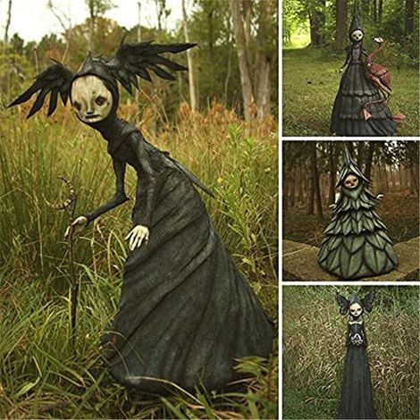 Estatua decorativa de bruja de resina para jardín, patio, sala de estar, oficina [Altura: 15 cm / 6 pulgadas, Material: resina impermeable, portátil, multicolor] (1/5)