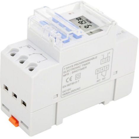 Minuterie hebdomadaire 12V DC 16A, écran LCD avec fonction compte à rebours, batterie amovible (1/4)