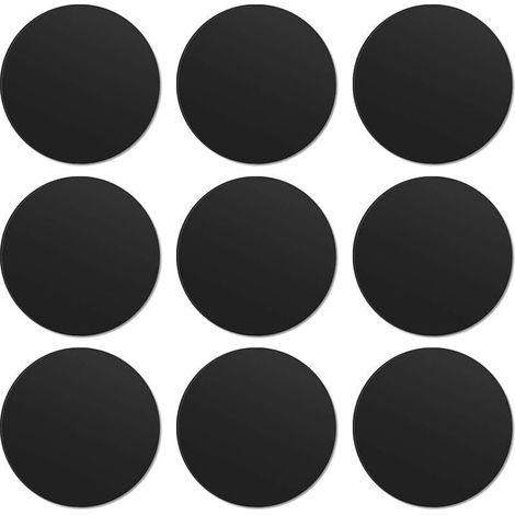 9 Pièces Plaque Metallique Telephone (9 Rondes) avec Adhésif pour Support Téléphone Voiture Magnétique/Aimant Telephone Voiture et Autres Produits Aimanté, Noir (1/5)