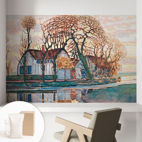 Tapete Vliestapete mit Kleber für Wohnzimmer Schlafzimmer Küche - Wanddekoration Idyllische Landschaft 104x70 cm (1/5)