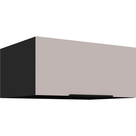 Aufsatzschrank Hochschrank 80 cm Küche ARONA Kaschmir beige + Schwarz matt Küchenzeile Küchenblock (1/5)