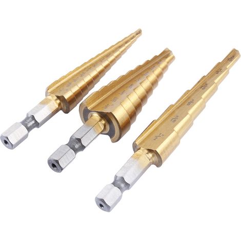 3-teiliges Set kleiner HSS-Stufenkegelbohrer in einer Tasche (1/5)
