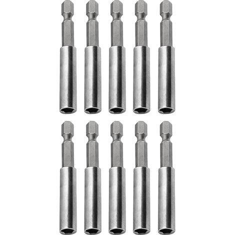 10 magnetische 1/4-Zoll-Sechskant-Bithalter (60 mm) mit Schnellwechselsystem, Verlängerungsstange für Schraubendreher, Bohrmaschinen und Elektrowerkzeuge