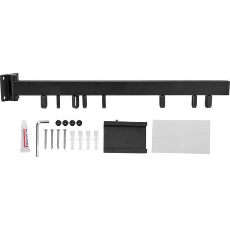 Sèche-linge mural rétractable en acier inoxydable, sans clou, rangement pliable pour linge, noir (1/5)