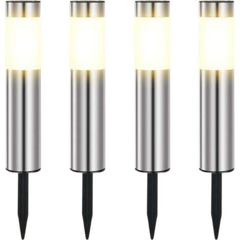 [NON UTILIZZATO] Set di 4 luci solari da giardino per esterni, luce calda, impermeabili, per patio, prato e vialetto.