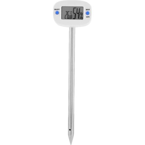 CCYKXA Mini-Bodenmessgerät mit Thermometer und Hygrometer, weiße Edelstahlsonde zur Messung von Bodentemperatur und -feuchtigkeit, geeignet für Obst und Blumen, präzise Messwerte (1/5)