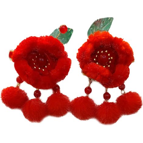 Accessoire Cheveux Fille - Épingle À Cheveux Boule Frange - Style Chinois Nouvel An - Usage Quotidien Et Fête - Lot De 1 (1/5)
