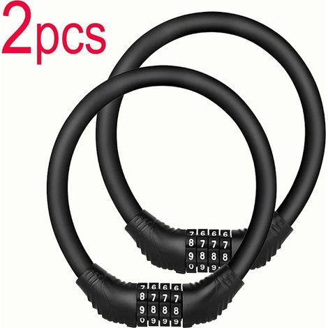 Antivol de vélo à combinaison, lot de 2 unités, 4 chiffres, en acier inoxydable, pour une sécurité sans clé sur les vélos et les scooters.-AquaForge (1/5)
