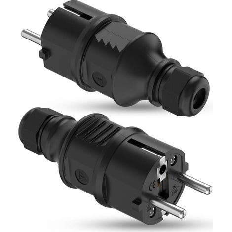 Steckdosenset mit Stecker, 2 Stück, 250 V 16 A, IP44 wasserdicht, Schutzkontakt-Netzsteckdosen für Innen- und Außenkabel (1/4)