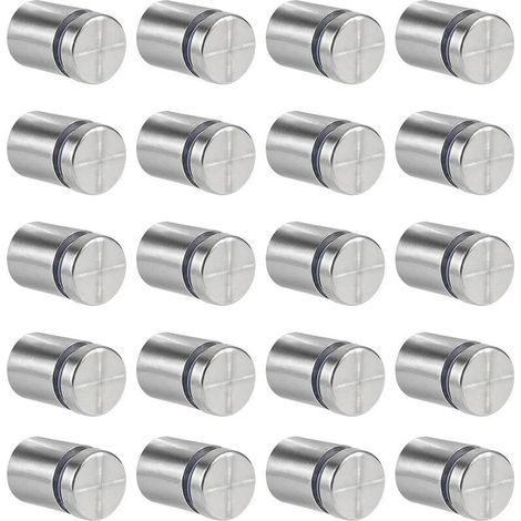 20 Glasabstandshalter, 19 x 25 mm Abstandsschrauben, Wandhalterung aus Edelstahl für Werbenägel, für Schilder und Displays (Silber) (1/4)