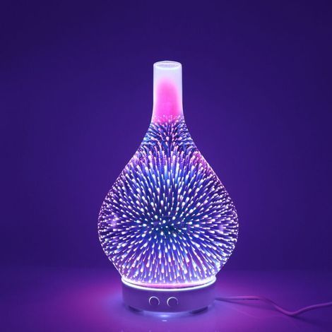 Diffuseur d'huiles essentielles 120 ML – Humidificateur d'air ultrasonique – Arrêt automatique – Lumières LED 7 couleurs – Pour bureau et spa - 3D-Glass (1/4)