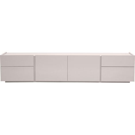 Meuble TV design beige laqué brillant avec rangements L200 cm ISAURE