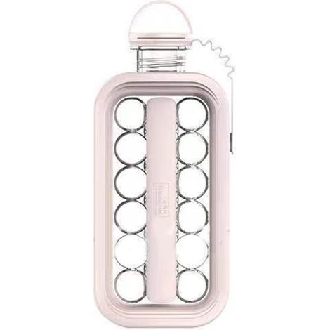 Bouilloire à glaçons sphériques 2 en 1, moule portable pour glaçons sphériques, bouteille d'eau avec couvercle rose (1/5)