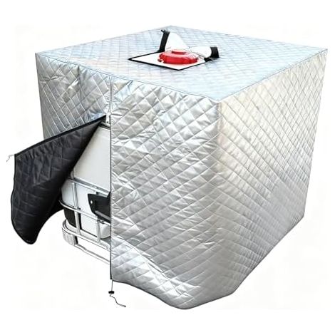IBC Tank Abdeckung Winter, Frostschutz für Regentonne 1000L, IBC Tank Verdickter Thermohaube, 120x110x116CM, mit Reißverschluss, Staubdicht & Schneesicher (1/5)
