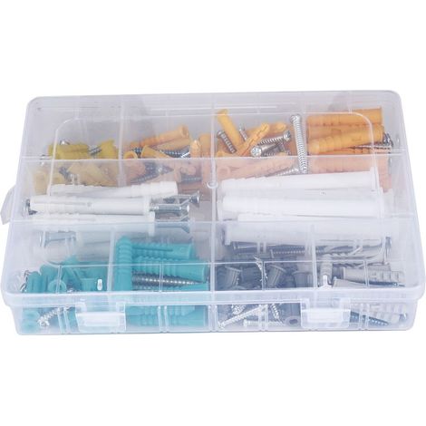 Lot de 200 ancrages plastique haute résistance avec vis autotaraudeuses pour fixation murale et boîte de rangement – pour travaux DIY et bricolage (1/5)