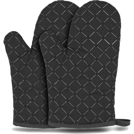 MINKUROW 1 Par De Guantes Antideslizantes De Silicona Para Horno Resistentes Al Calor Para Cocinar En Microondas, Negro (1/5)
