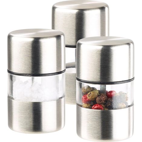 Tragbare Mini-Pfeffer- und Meersalzmühle, Set mit drei Küchenhelfern, manuelle Mühle (1/4)