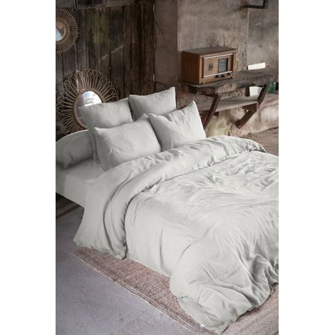Housse de couette double gaze de coton luxe 240 x 220 cm Gaia Perle