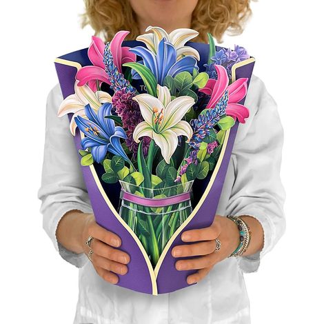 Bouquet de fleurs éternelles 3D, carte pop-up grandeur nature de 30 cm avec carte de note et enveloppe (1/5)