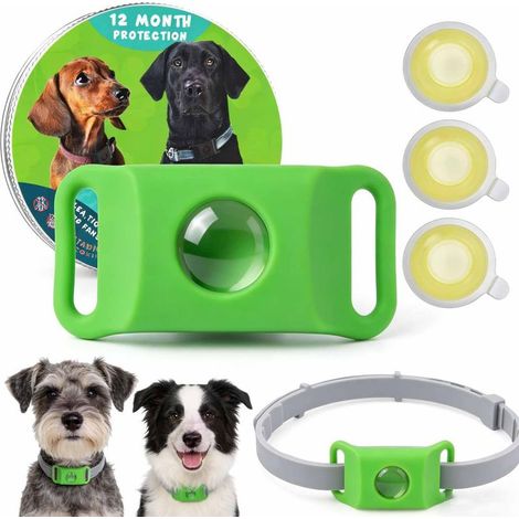 Collier Anti-Puces Naturel pour Chien et Chiot, Protection 12 Mois, Hypoallergénique pour Animaux Sensibles, Compatible Tous Colliers