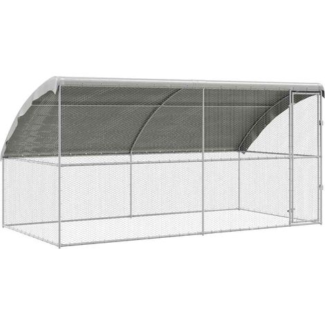 Cage à poules Argent 400 x 200 x 198.5 cm Acier galvanisé CFW63429 (1/5)