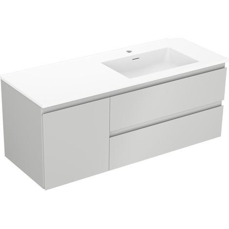 Mexen Orio Badezimmerschrank 120 cm mit rechter Otis Waschbecken, 2S, 1D, grau matt/weiß matt - 91A13-12047-3-BBFFF62-W18P01 (1/5)
