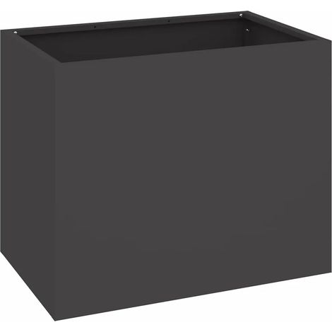Cache-pot de jardin moderne minimaliste extérieur 50 x 32 x 40 cm en acier noir