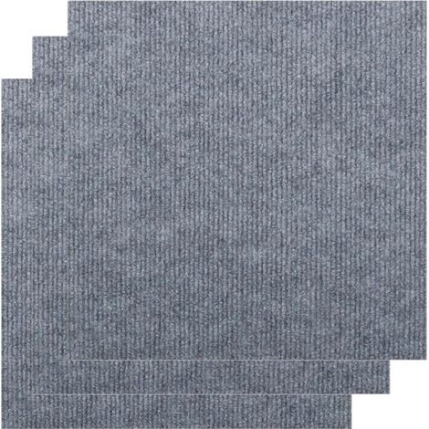 Dalles de moquette grises autocollantes 30 x 30 cm, revêtement de sol antidérapant pour bureau, salon ou chambre, amovibles (1/5)