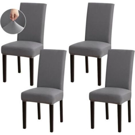 Housses de chaises de salle à manger - Lot de 4 housses de chaises de cuisine extensibles, amovibles et lavables pour la maison, l'hôtel et les banquets (1/5)