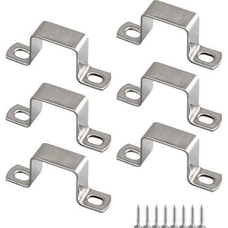 Lot de 6 supports de tuyau carrés en forme de U 50 x 50 mm en acier inoxydable 304 livrés avec vis autotaraudeuses en acier inoxydable (1/4)