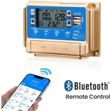 Green Mobility-Contrôleur de charge solaire MPPT 60A - Chargeur solaire 12V/24V - Mise au point automatique MPPT - Écran LCD - Bluetooth (1/4)