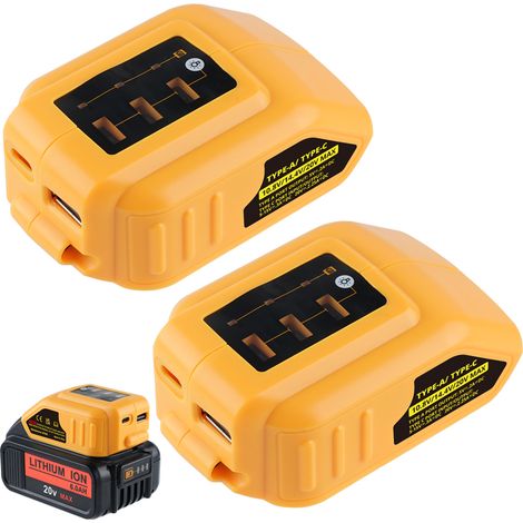 2X Pour Dewalt DCB094K Dual XR USB 14.4/18V Port chargeur de batterie Pour batteries au lithium DCB184 DCB182 DCB200 (1/5)