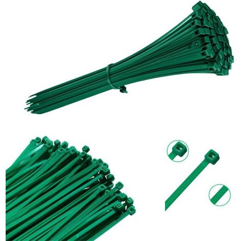 Ecleanfy - Collier de serrage plastique - AIMOONSA - lot 100 - Vert - 3,6x200 mm - Réutilisable (1/5)