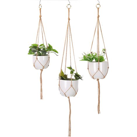 Corde de chanvre rétro pour Pot de fleur, filet de poche suspendu (1/4)