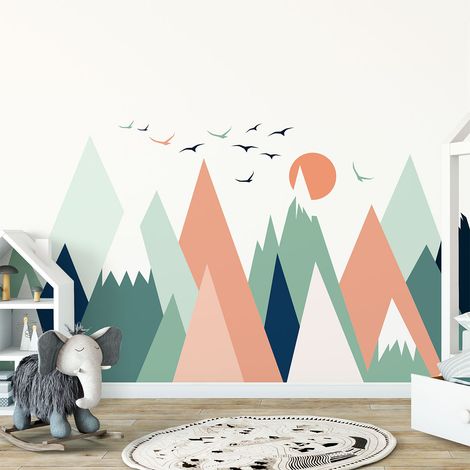 Stickers enfant montagnes scandinaves nolwka 70 x 105 cm