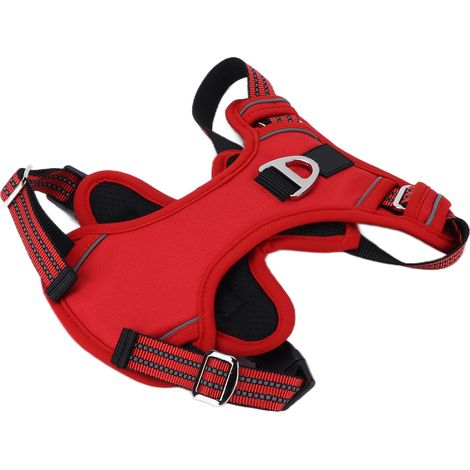 Reflektierendes, verstellbares, reißfestes und atmungsaktives Hundesportgeschirr mit Griff, für mittelgroße bis große Hunde, rot, Größe M (1/5)
