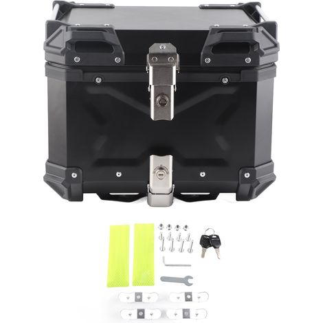 Coffre noir universel 45L moto aventure en alliage d'aluminium, boîte de queue porte-bagages compatible Suzuki (1/5)