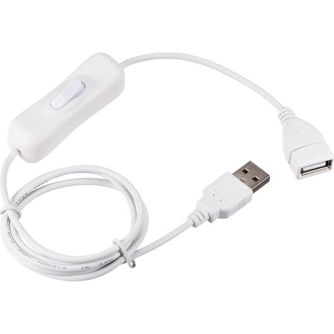 Lntyq USB Câble avec ON/Off Interrupteur USB Mâle à Female Extension Corde 1M Blanc pour LED Bureau Lampe LED Bande (1/4)