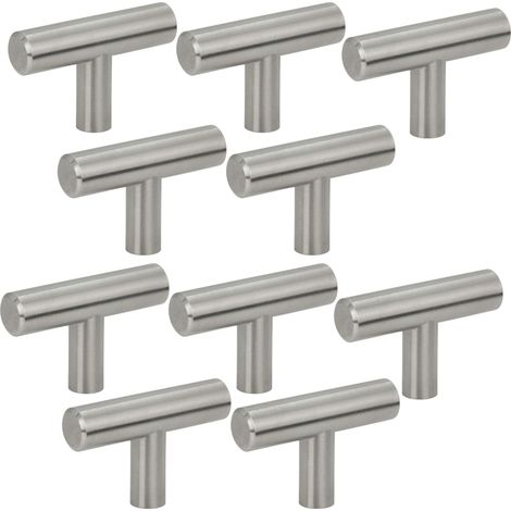 10 pomos para muebles de metal con acabado plateado cepillado. (1/5)