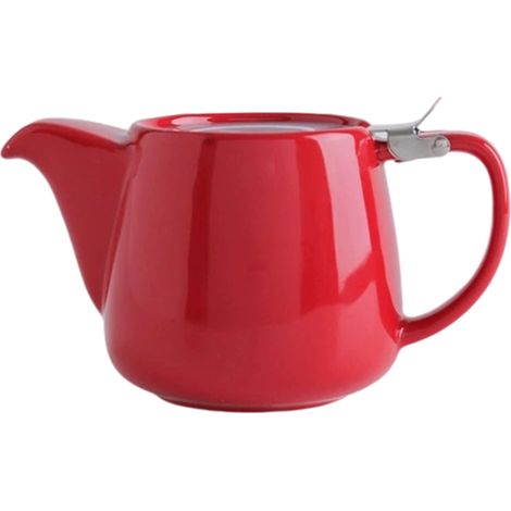 Théière en céramique avec infuseur – Petite théière pour thé en vrac – 550 ml / 18,6 oz Théière en porcelaine sans cuisson pour 2 tasses avec passoire à thé (Rouge)